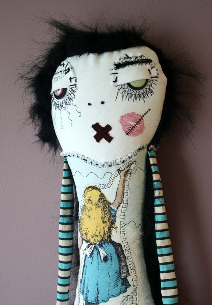 RESERVED Alice in Wonderland- Art doll PLush- By ThEm DoLLZ