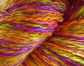 Silk Flowers, Hand Painted SiIk Noil plied with Viscose Thread