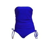 Lounge Wear Strapless  Maillot with Side Tassels and Ruching