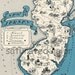 New Jersey Map Vintage 1930s Original Picture Map - Antique New Jersey Map - Charming - Fun