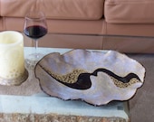 Contemporary Ceramic Centerpiece Art Tray Animal Print Plate Leopard Accent Abstract Pottery Vessel