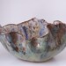 Blue Ceramic Centerpiece Art Bowl Multitone Abstract Pottery Vessel Clay Contemporary Decorative Dish