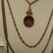 Goldette NY necklace , vintage 1960s, signed, Goddess, Intaglio, smokey crystal,35"