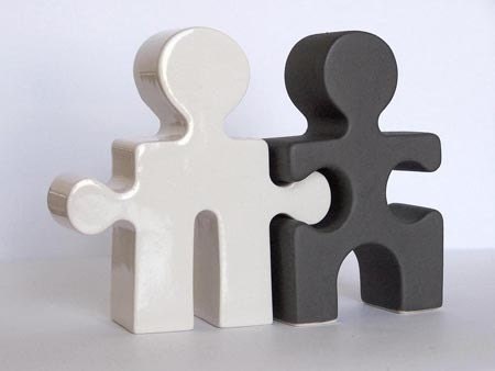 Salt and Pepper Shakers Housewarming Gift Puzzle People Black and white under 50 - celestewelch