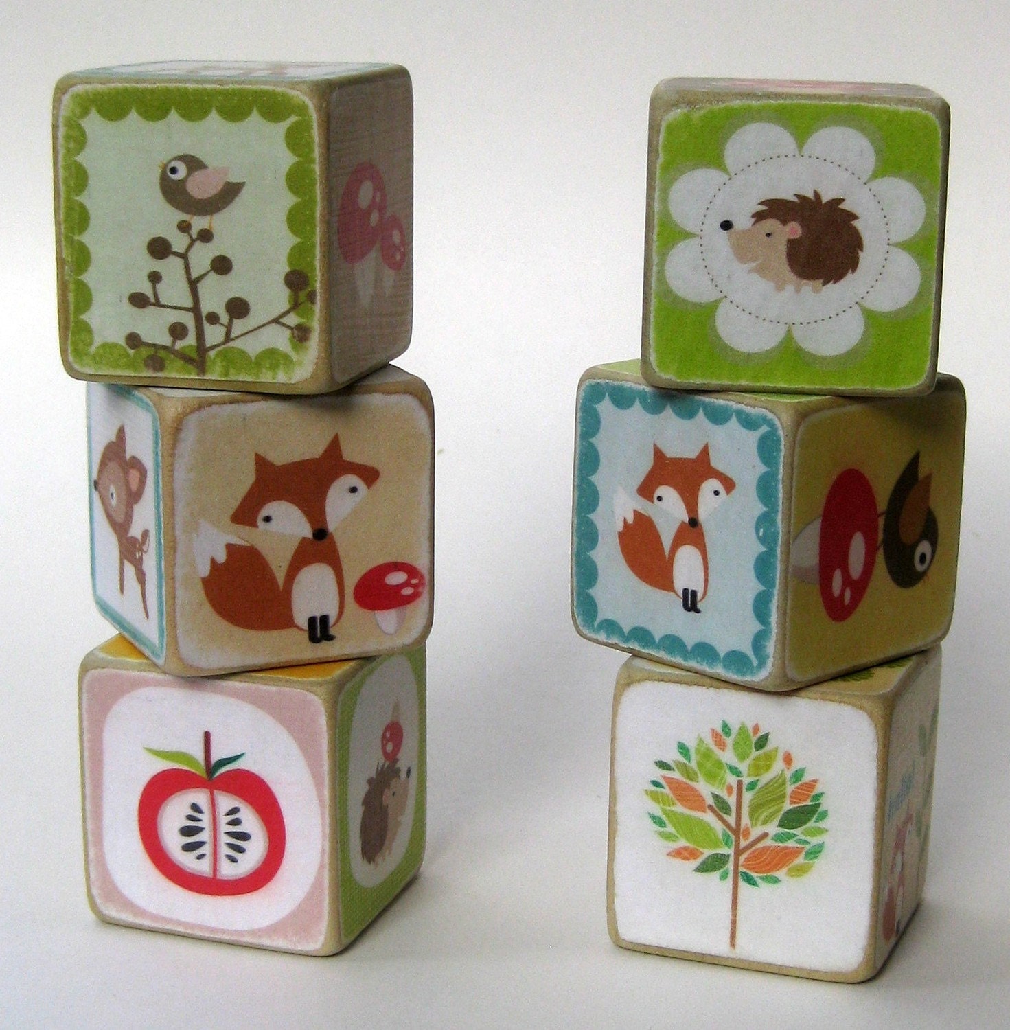 Wood Block Toy or Decor - Woodland Creatures - Set of 6