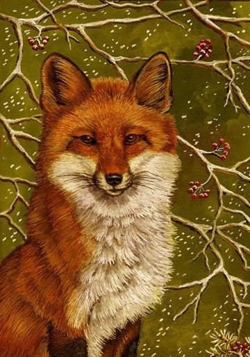 Items similar to Christmas Card Red Fox on Etsy