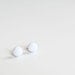 White vintage glass cabochon post earrings - small earrings with striped pattern