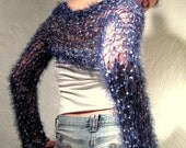 Shrug Hand Knit Blue Evening Fashion