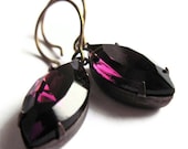 Vintage Style Earrings Purple Glass Fashion Jewelry