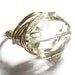 Wire Wrap Ring Glass Champagne Statement Fashion Jewelry