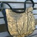 Repurposed Leather Bag with Thistle Woodcut in Mustard and Black