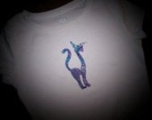 Aqua and Purple Cat with an Attitude Iron On Applique - Special Price