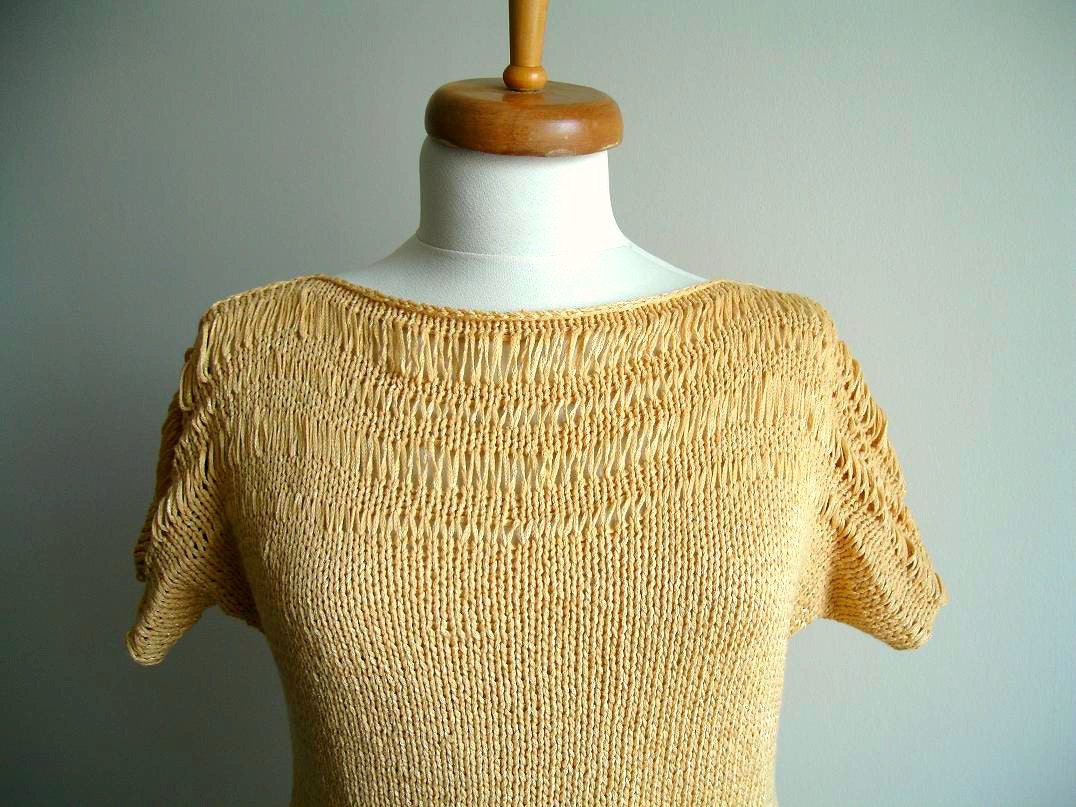 Honey Yellow Blouse Top ,Handknitted Unique Design