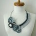 Fiberart Crochet Necklace, "Two ways to the mountain", Freeform crochet necklace By CrochetLab, wearableart