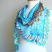 Blue Scarf , Spring Fashion, Merserized Triangle Blue Brown Scarf By Crochetlab, Gift for Mom, Mothers Day Gift