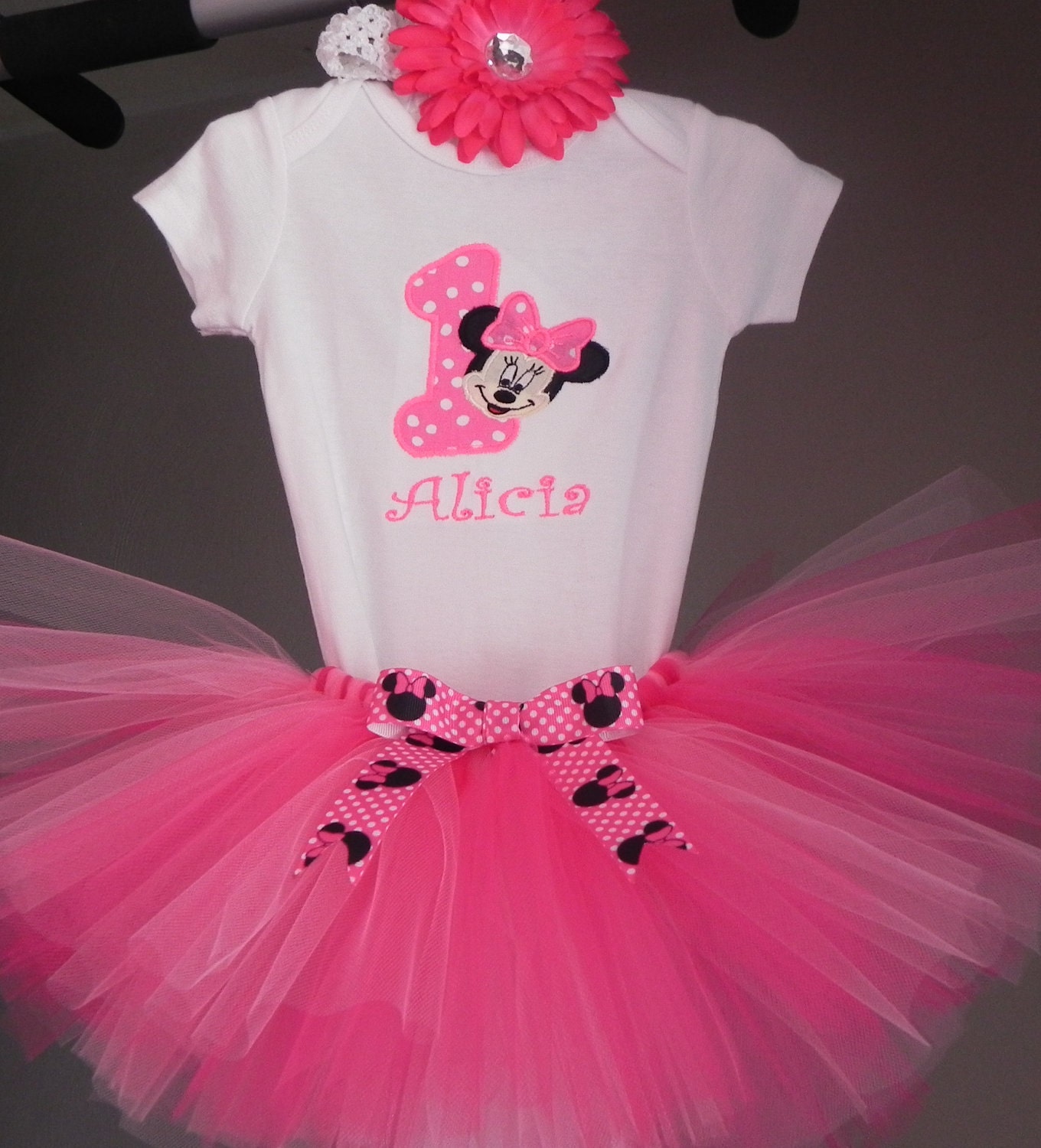 Minnie Mouse Birthday Outfit - 1st Birthday Tutu Outfit - PINK MINNIE MOUSE Disney Toddler - Tutu Outfit