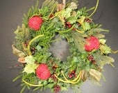 Christmas Wreath, Red Door Wreath, Holiday Wreath, Door Wreath, Front Door Wreath