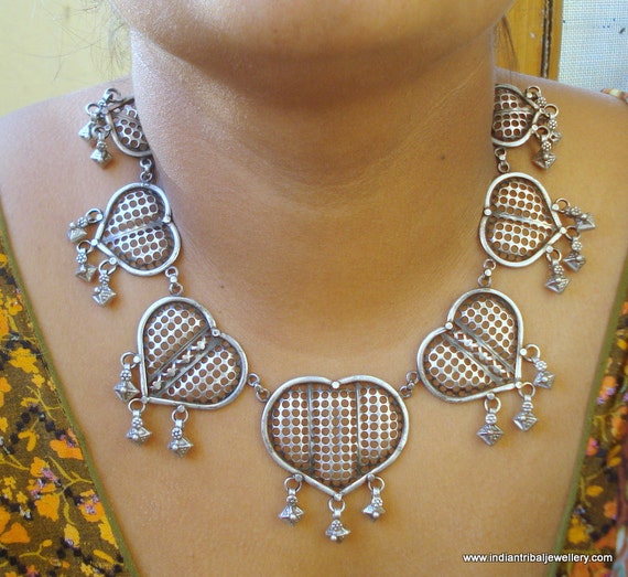 traditional design silver necklace choker handmade jewelry tribal bellydance