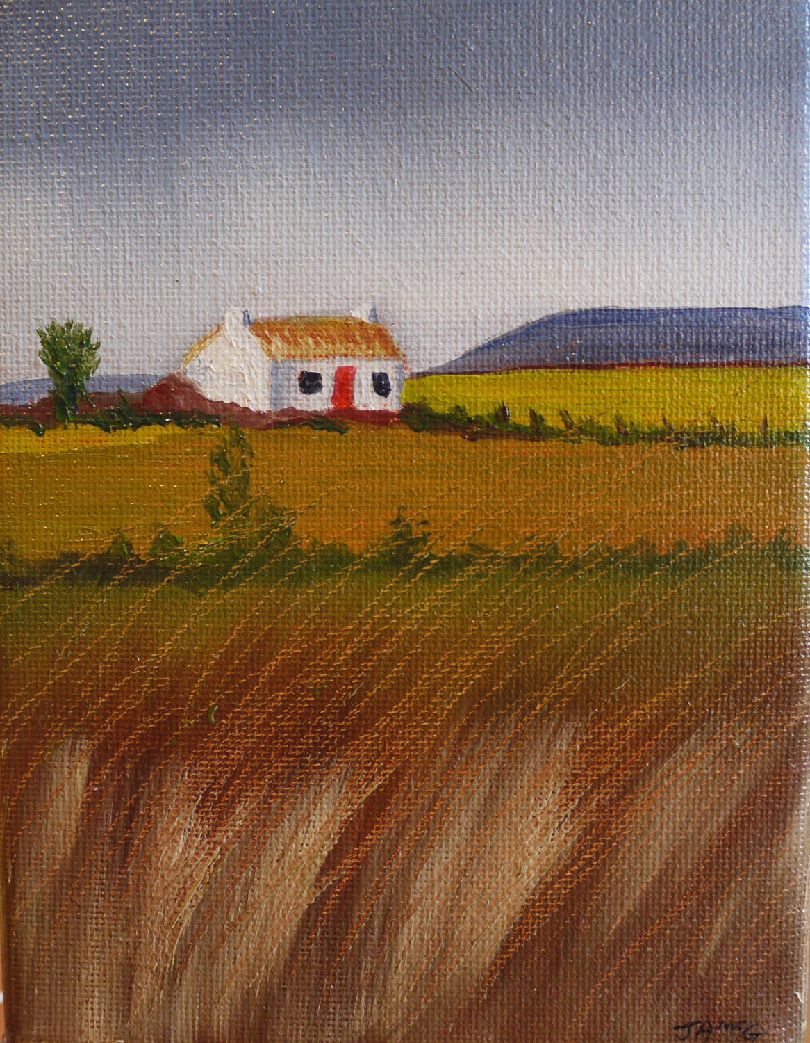 thatched cottage Donegaloriginal oil painting by josartcorner