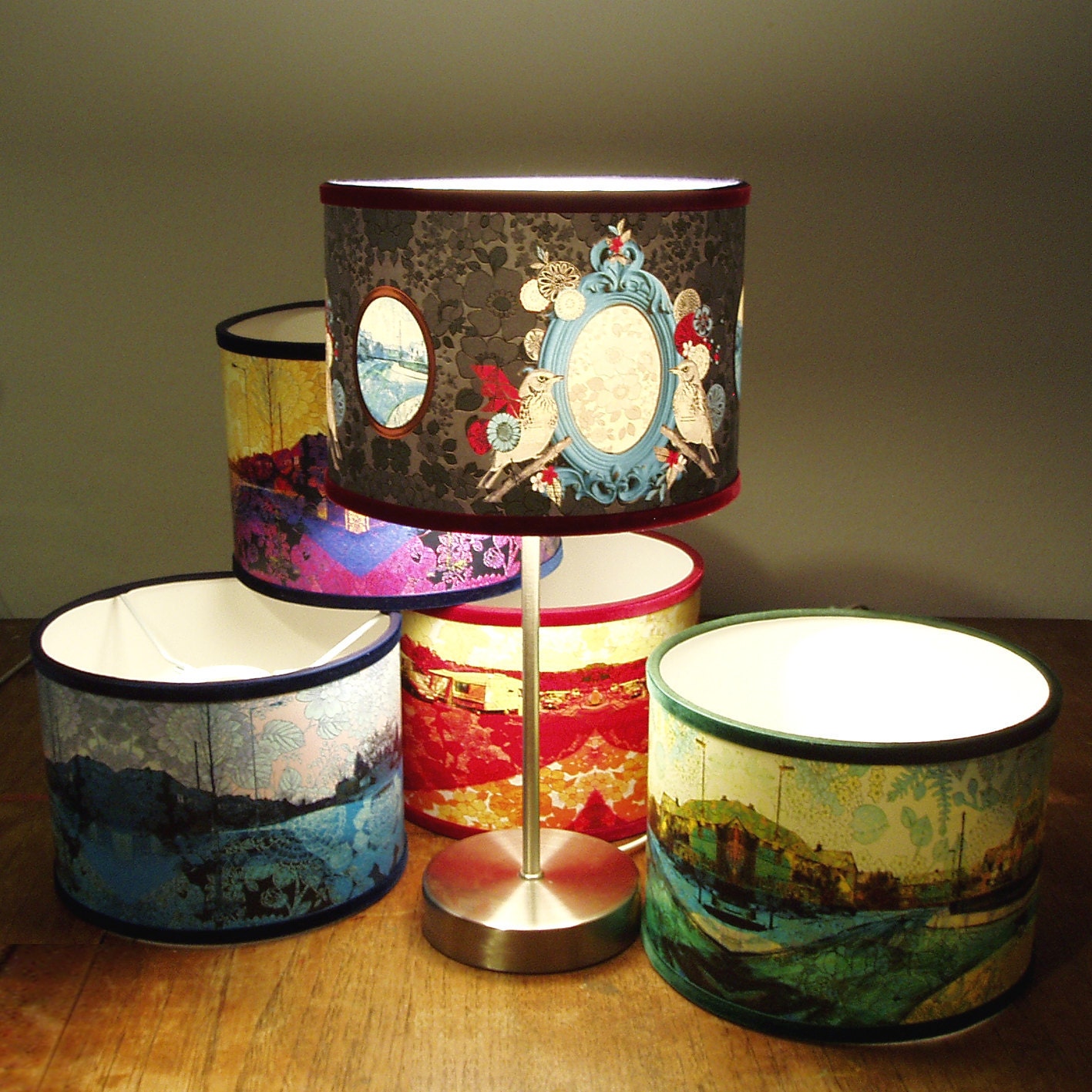 Handmade Lampshade, Original Artwork. New size - 20cm diameter. Your choice of design.
