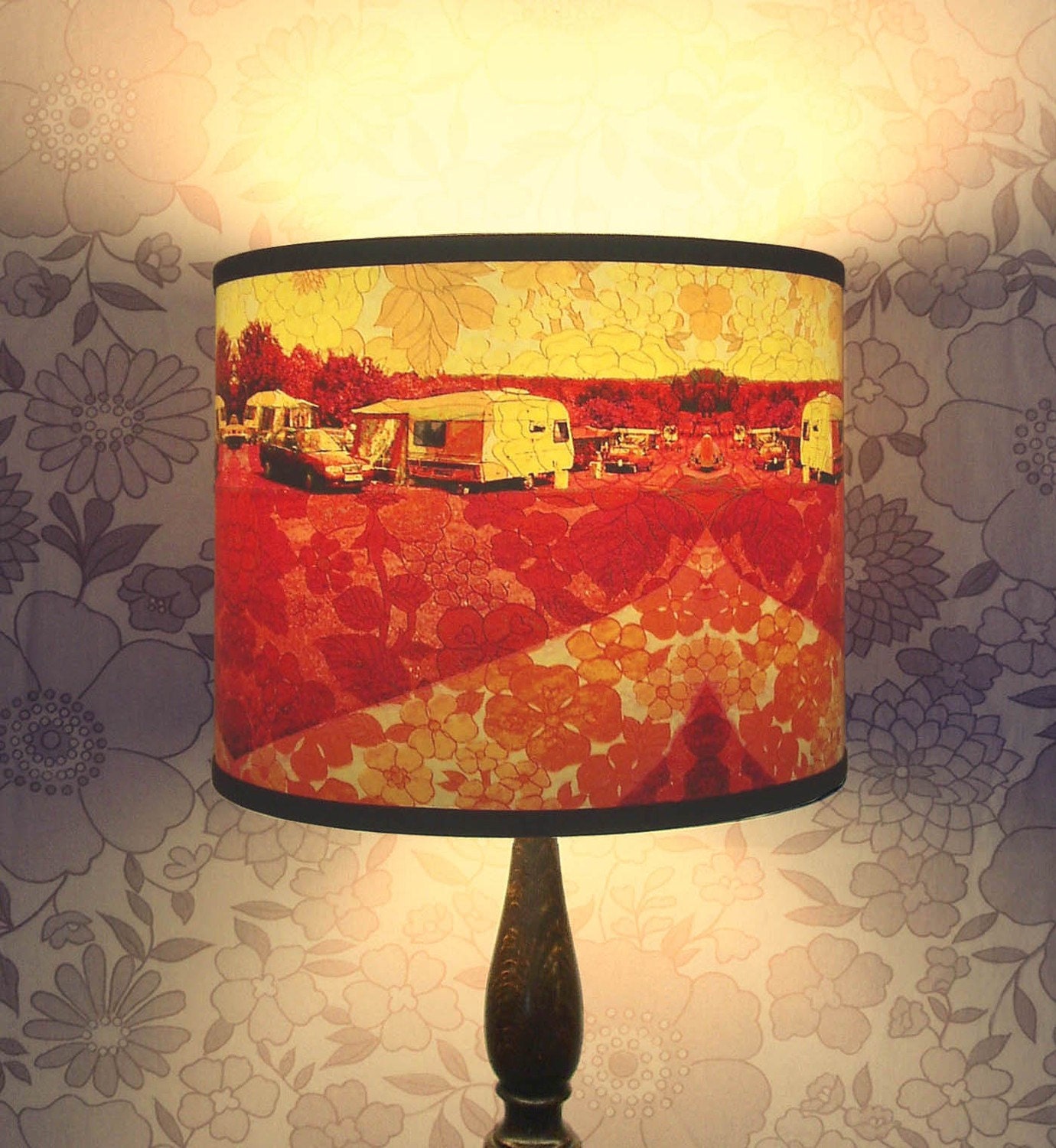Caravan of Love - Handmade Lampshade with Original Digital Artwork. 30cm diameter (See other listings for more sizes)