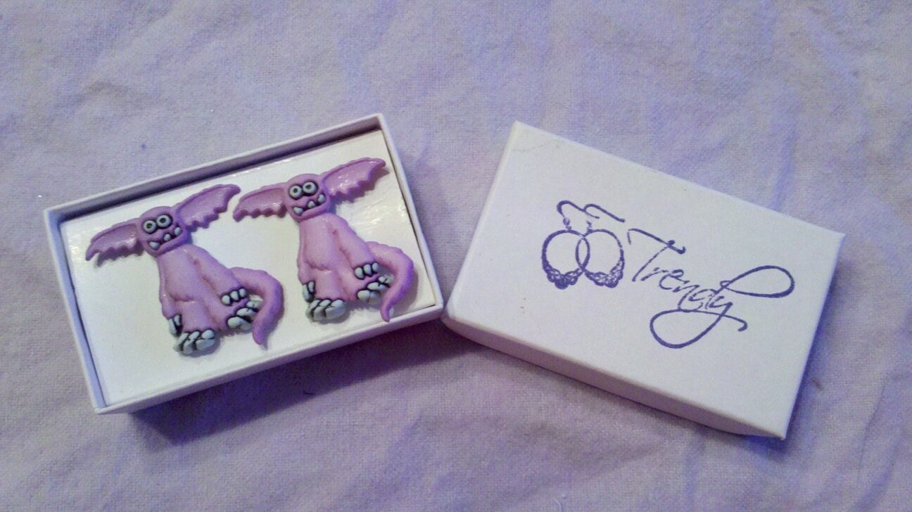 Silly Creature / Monster Earrings for pierced ears