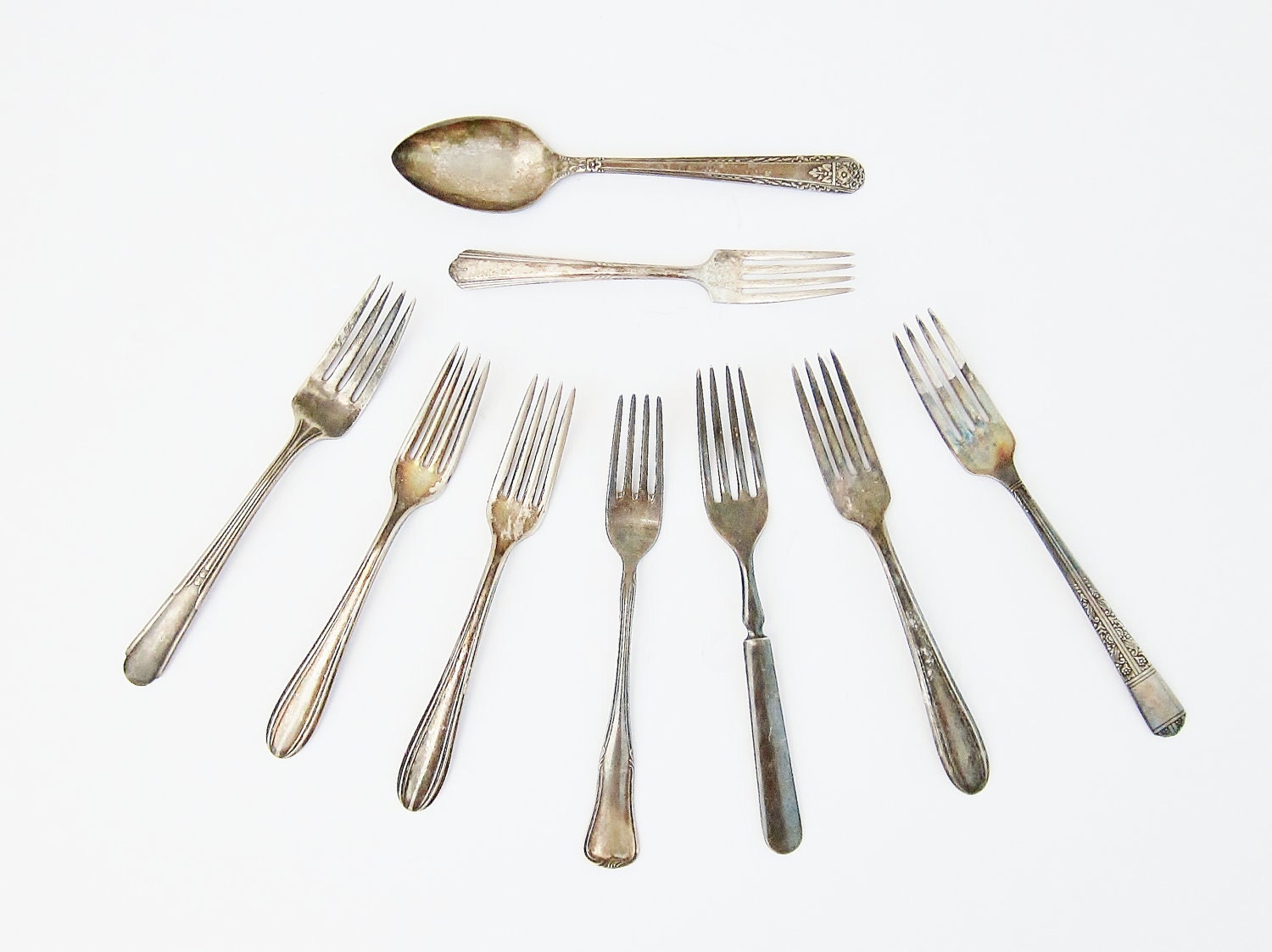 Silverware Oxidized Vintage Patina Rustic Silverplate Mixed Lot