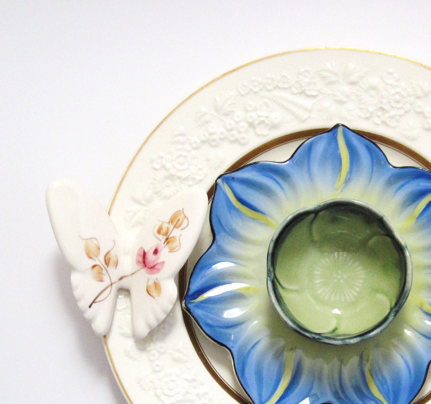 Garden Art Plate Butterfly Haven UpCycled RePurposed Gift For Your Garden