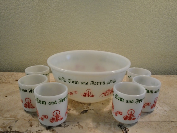 Tom and Jerry Punch Bowl Set by YuletidePast on Etsy