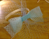 Bridal bridesmaid bow headband with veil