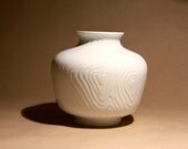 WHITE PORCELAIN VASE HUTSCHENREUTHER TIRSCHENREUTH OP ART WOOD RELIEF