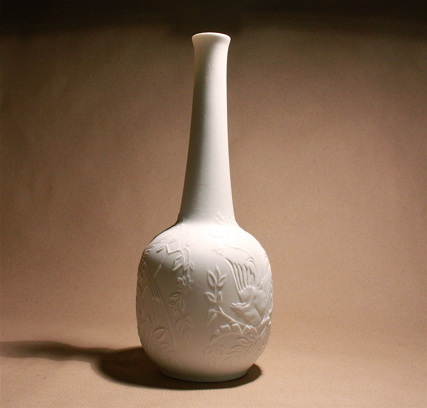 White Bisque Porcelain Vase by AK Kaiser with by