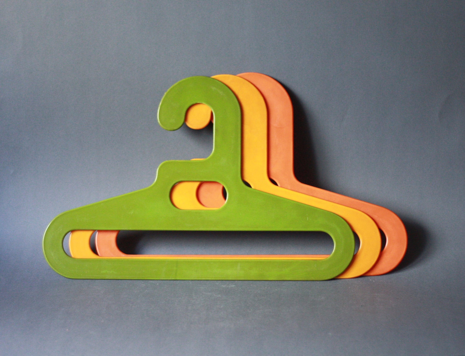 Vintage Set Of Three Space Age Plastic Hangers 1970s
