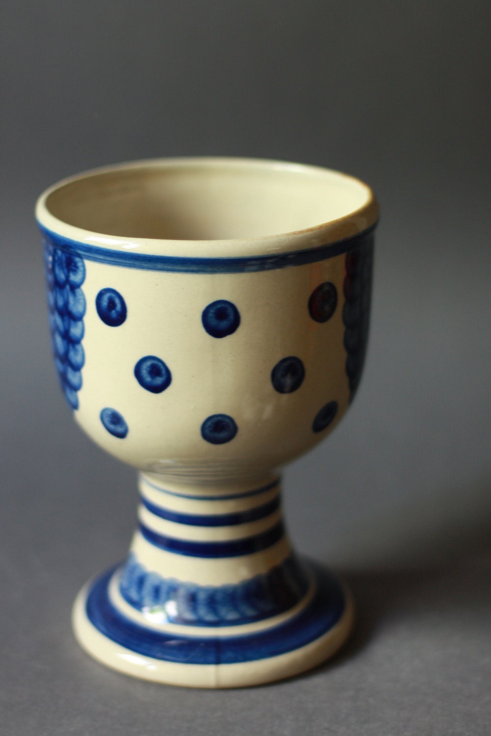 RESERVED for Poinier Vintage Funny Face Pottery Planter in Blue