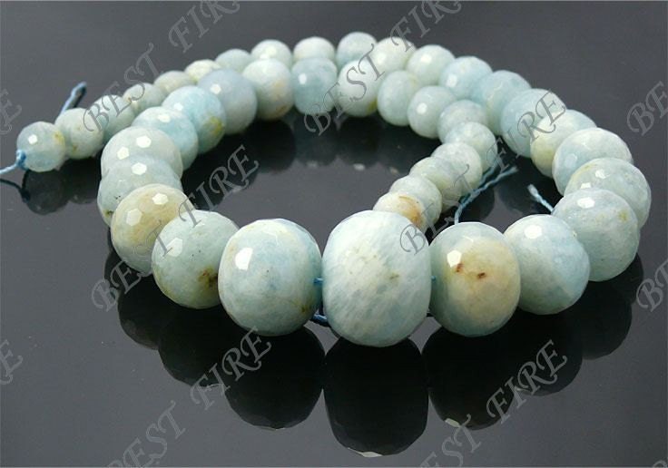 10-20mm Faceted Naturals Aquamarine rondelle beads loose strand