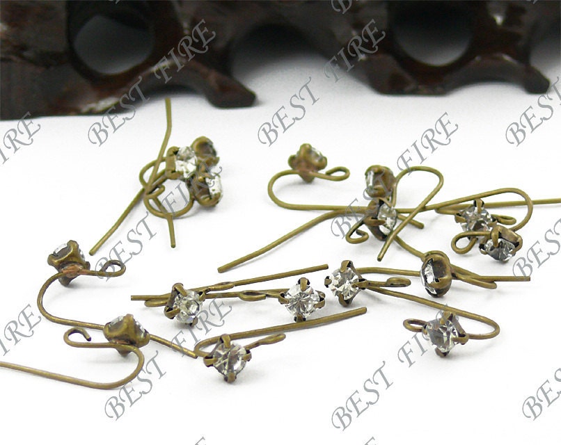 20pcs of Antiqued brass A grade azorite fish Hook Earwire