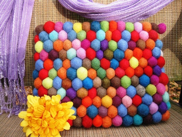 Kindle Cover Gumball Felt Clutch Purse by YUMMI unique beautiful yellow fun colorful clutch purse