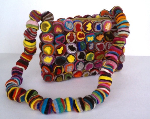Swirly Pop Felt Bag by YUMMI Unique beautiful fun colorful clutch purse