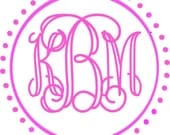 Dot Circle Monogram Vinyl Wall Decal 15 inch Sticker