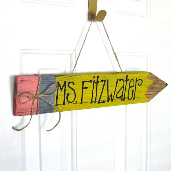 Teacher Name Plate - Teacher Pencil Sign - Customizable Personalized - Classroom Decoration