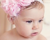 baby pink fluffly flower headband