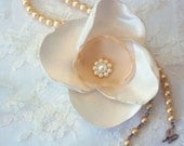 Satin and Chiffon Bridal Hair Clip, Magnolia bloom, Southern Charm Wedding
