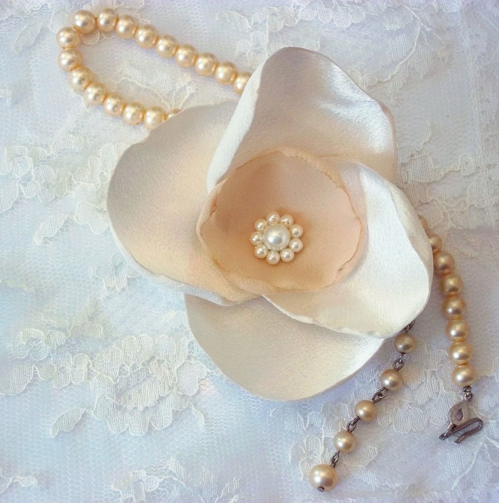 Satin and Chiffon Bridal Hair Clip, Magnolia bloom, Southern Charm Wedding