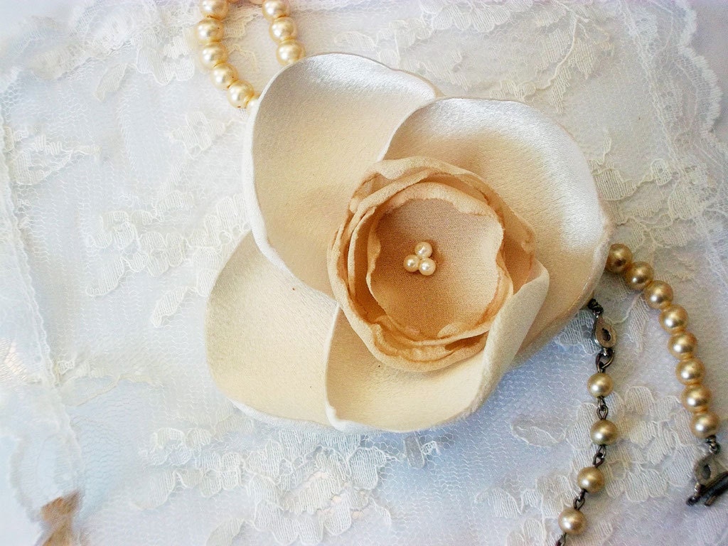 Satin and Chiffon Bridal Hair Clip, Magnolia bloom, Southern Charm Wedding