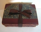 Antique Marbled Books Bundle 1900s Red Maroon Gilt Half Leather for Display Home Office Decor