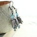 Silver Flower Earrings, Tulip Blossoms, Beaded Earrings, Floral Jewelry, Smokey Blue, Summer Fashion