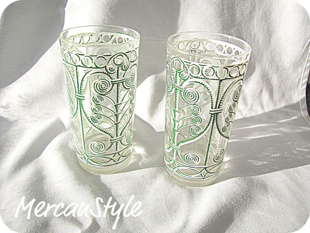 Glass Scroll Tumblers (2 items)