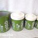 Alumninum Cainster Set of 4 Vintage Green Floral
