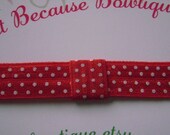 Elastic Headband  In Red With White Polka Dots - Interchangeable Foldover Elastic - For Girls