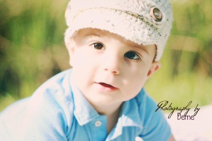 Newsboy Beanie Hat in Oatmeal --Photography  Prop or Baby Shower Gift